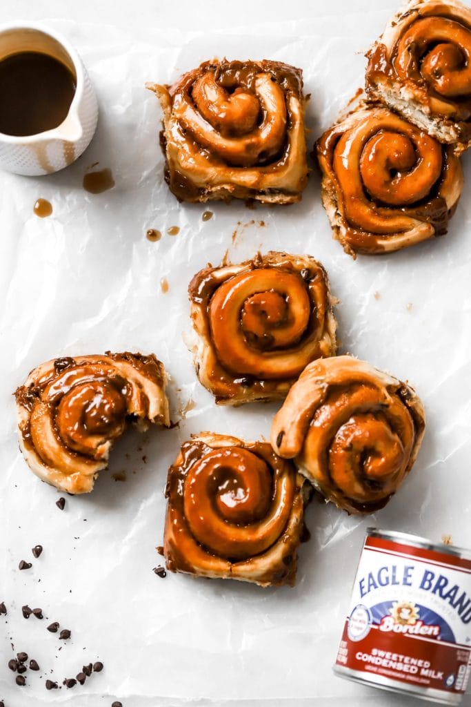 dulce de leche sticky buns made with Eagle Brand Sweetened Condensed Milk
