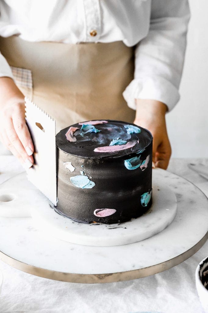 galaxy cake with american buttercream