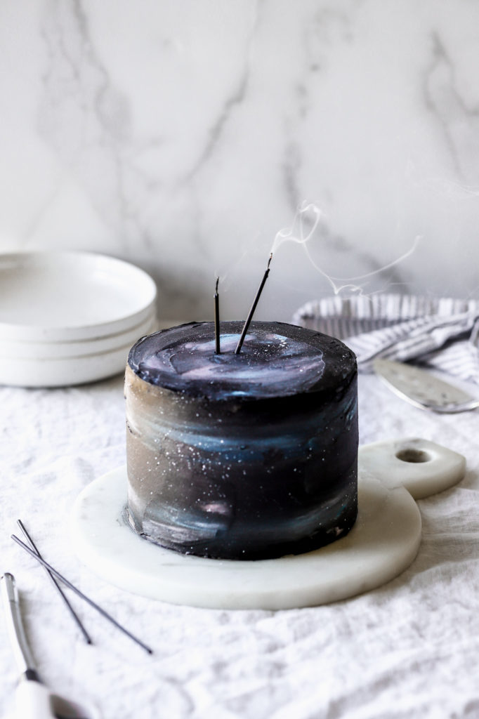galaxy cake with american buttercream